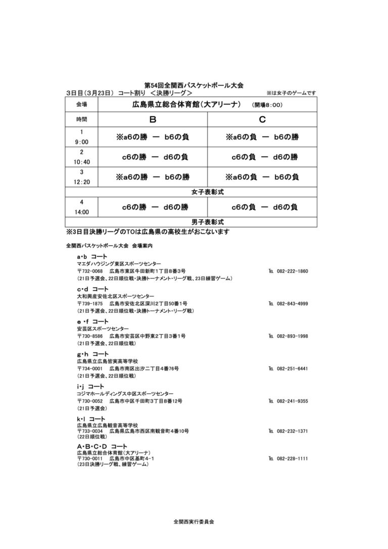 【出店情報】第54回 全関西バスケットボール大会【広島県開催】 バスケのユニフォームオーダーならbasketcountバスケットカウント 